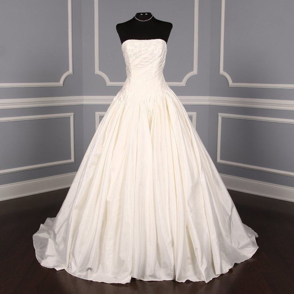 St. Pucchi Bridal Silk Wedding Dress Gown Strapless Ballgown Beaded Olivia New